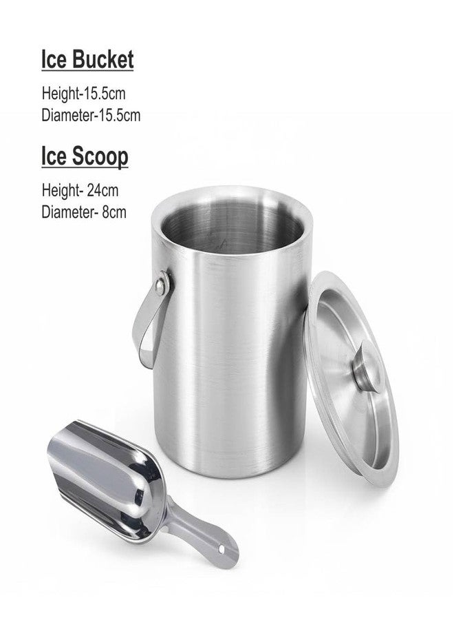 FINALITY Double Wall Stainless Steel Plain Ice Bucket with Ice Scoop. Ice Picker, 1.75 litres, Ice Cold for 6 h with Handle, bar Tools for Home bar Accessories, Mini bar - Image 4
